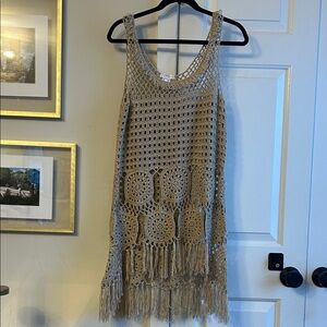 VENUS Beige Crochet Tank Dress